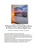 10 Simple ways to Create More Peace in Your Home - Digital product