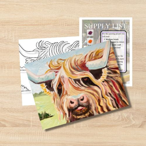 Highland Cow Blond Painting KIT