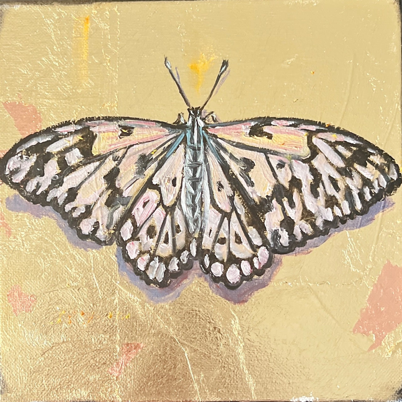 Tree Nymph Butterfly on gold leaf
