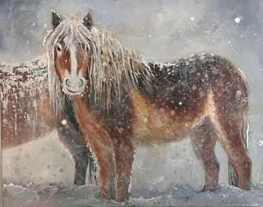 Horse in Snow Storm