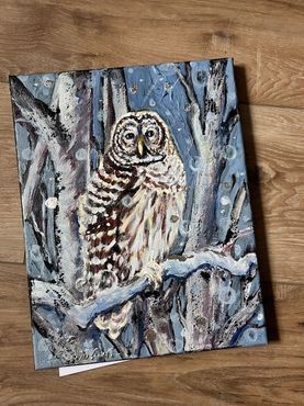 Winter Owl with Silver Leaf