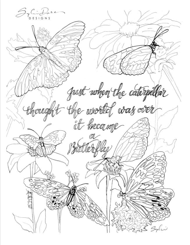 Butterfly Coloring Page - Digital product