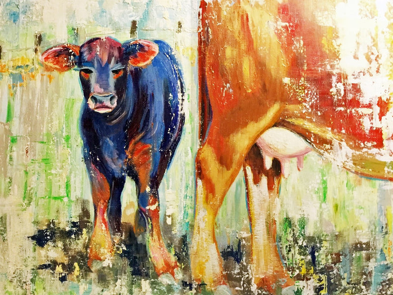 Abstract Expressionist Calf & Cow Matte Paper Print