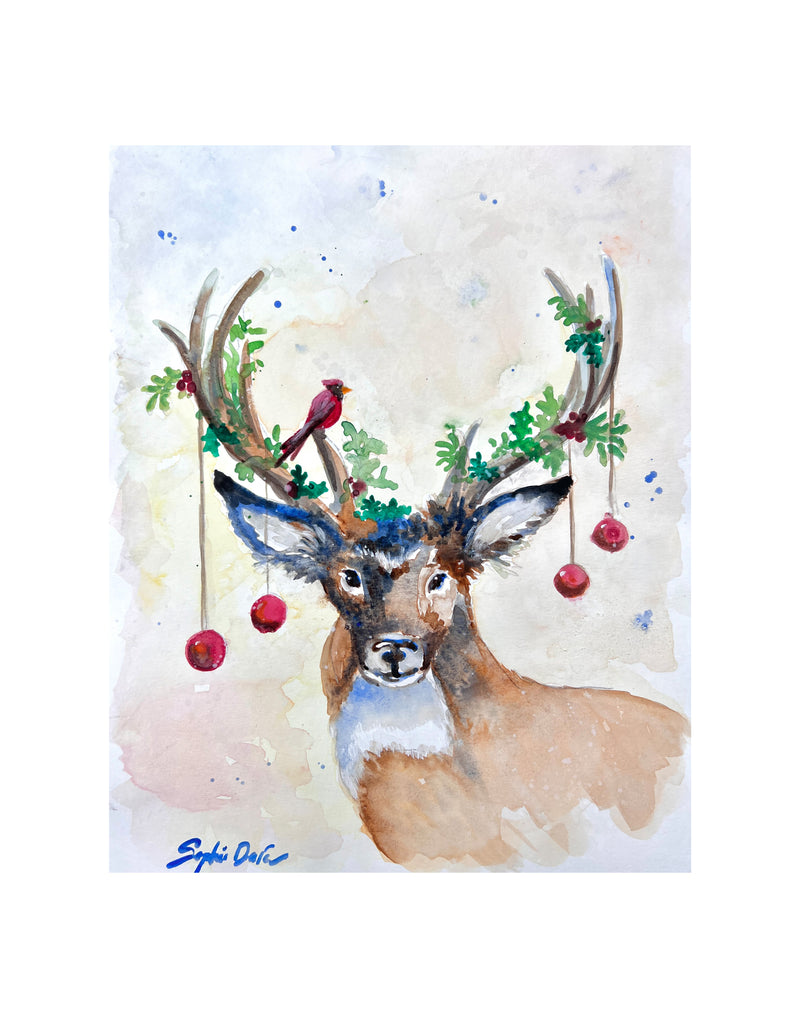 Christmas Deer Limited Edition Print