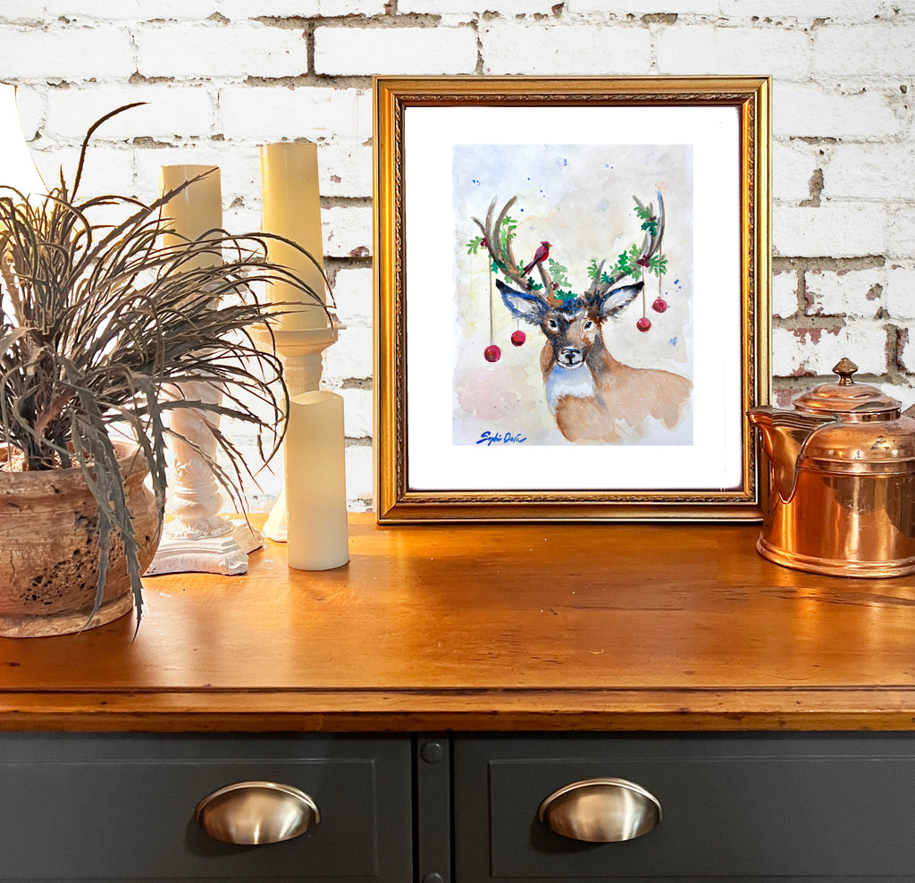 Christmas Deer Limited Edition Print