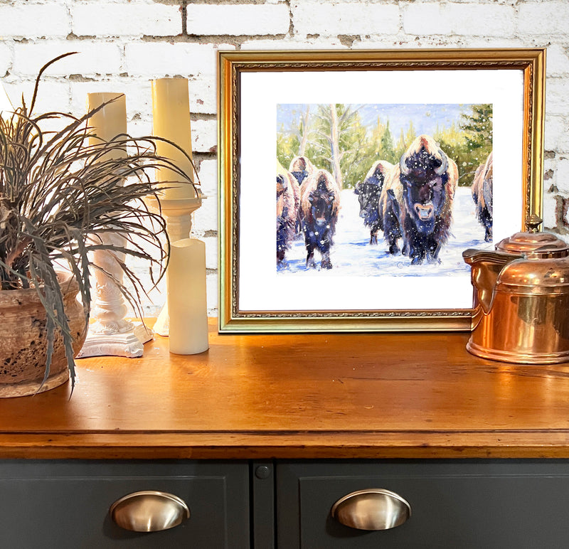 Bison in Snow Limited Edition Print