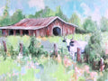 Pastoral Charm: Cow in Field Impressionistic Matte Paper Print 18x24″
